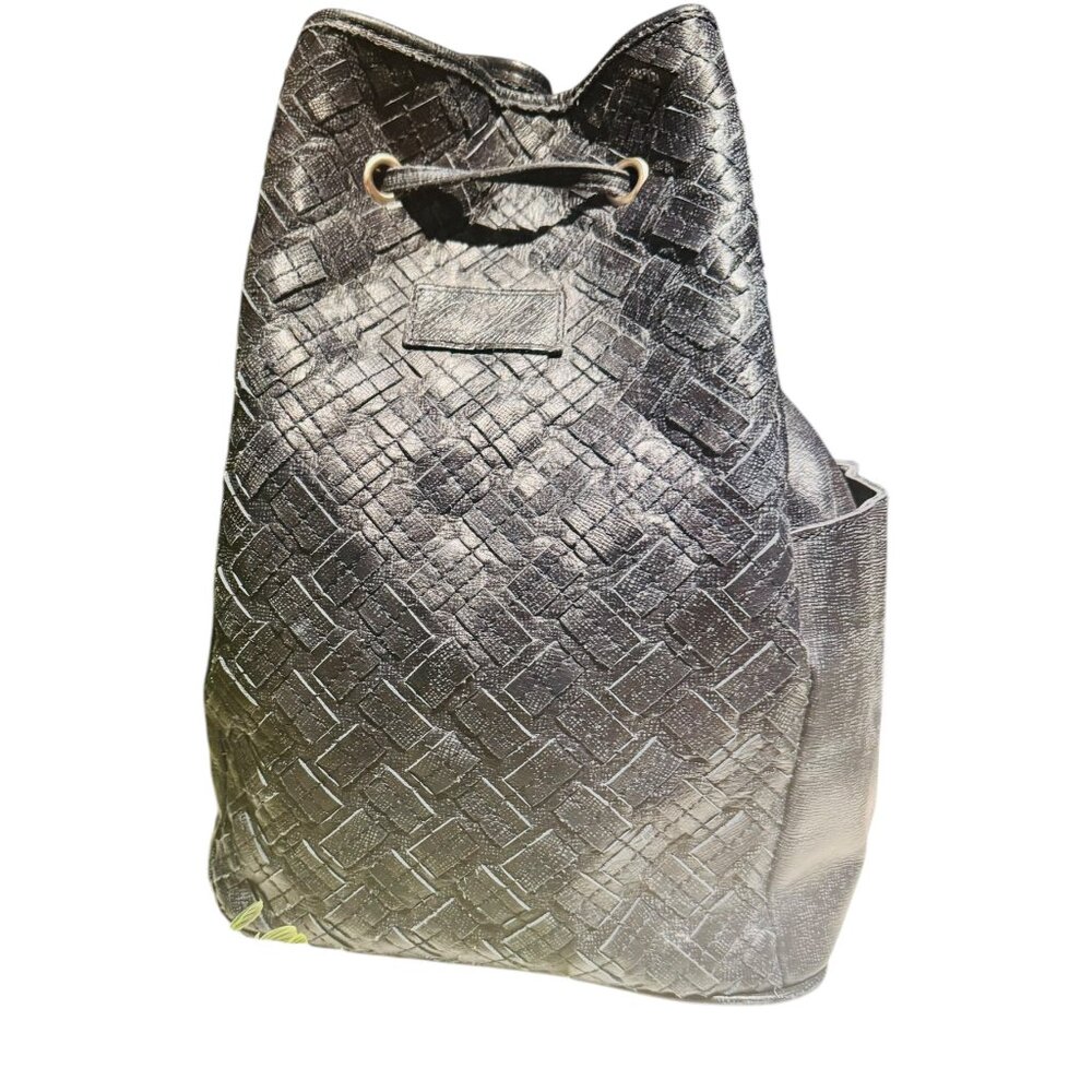 Patricia Nash Braided Leather Drawstring Bucket bag in blue